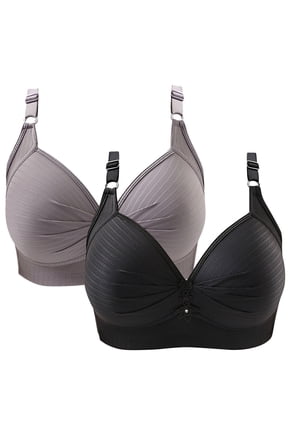 Bras for Women 2 Pack, No Underwire V Neck Full Coverage Bralettes for Women Cloud Feel Plus Size Everyday T Shirt Bra