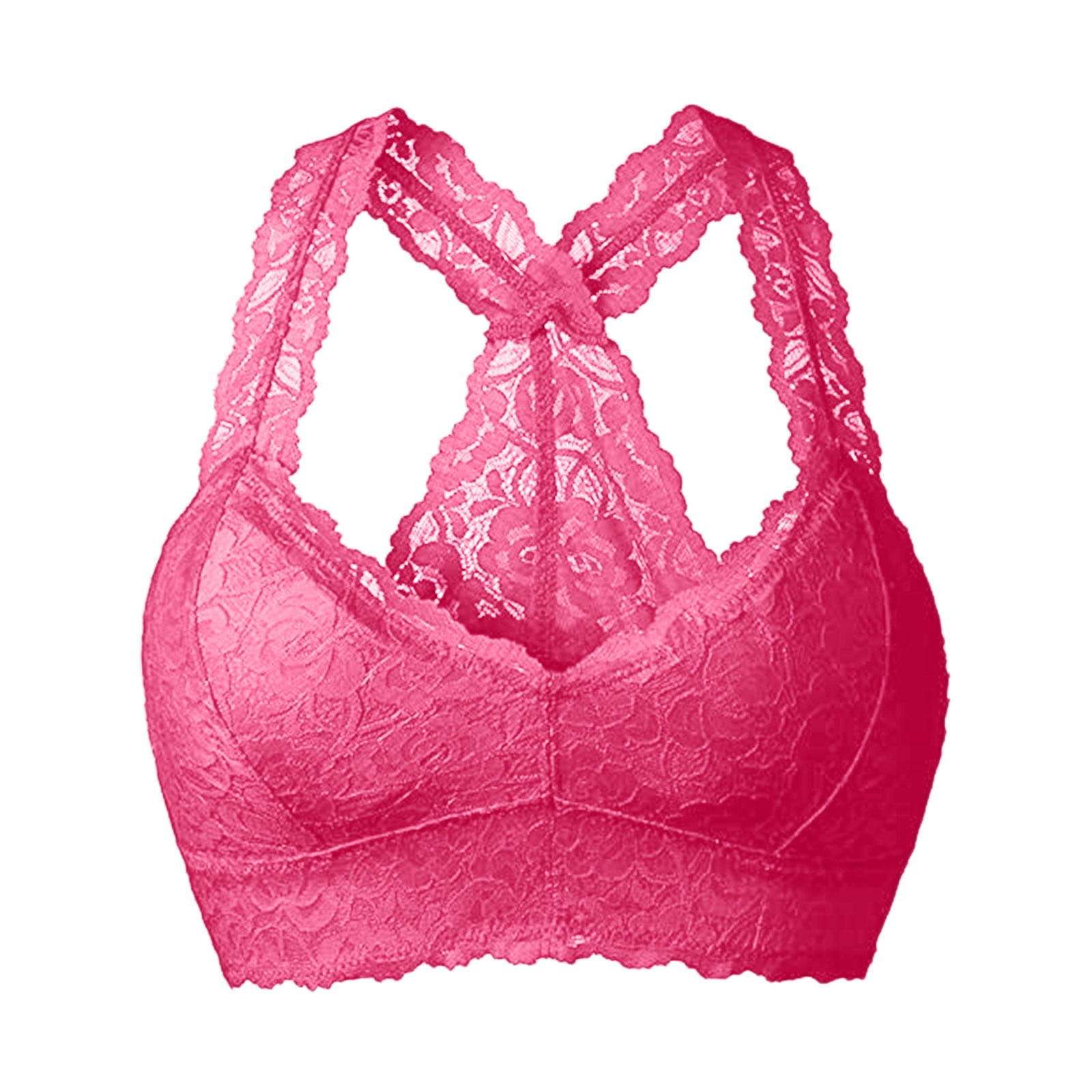 Bras for Women 2024 Sports Bra Outdoor Lace Sports Bra Women Hot Pink L