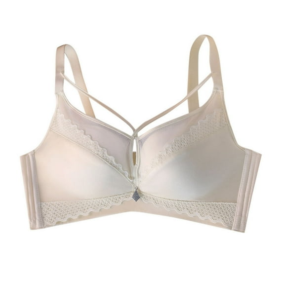 Bras for Women,Adjustable Satin Wireless Bra for Small Bust - Gathered Support and Lifted Design for Comfort,Sports Bras for Women,Beige,90C