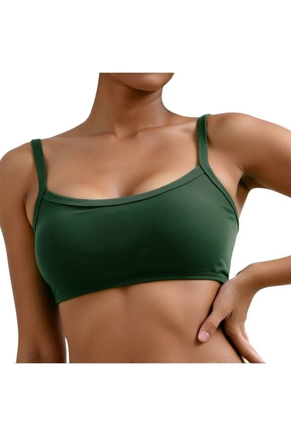 Bras for Women,Adjustable Square Neck Wireless Sports Bra Padded Supportive Yoga Workout Top for Women,Sports Bras for Women,Green,XL