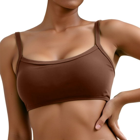 Bras for Women,Adjustable Square Neck Wireless Yoga Bra Top for Women Supportive Comfort Workout and Daily Wear,Sports Bras for Women,Brown,M