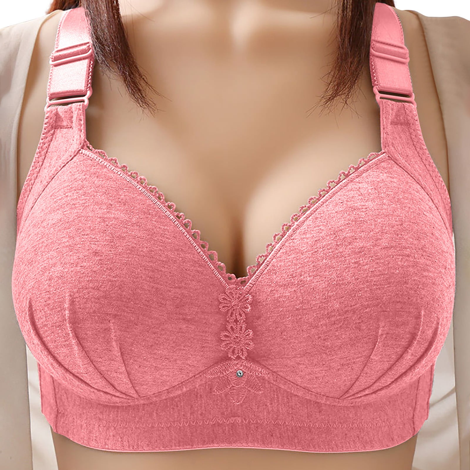  Women Sexy Lace Front Button Shaping Cup Adjustable Shoulder  Strap Large Size Underwire Bra Womens Push up Bras (Pink, 42) : Clothing,  Shoes & Jewelry
