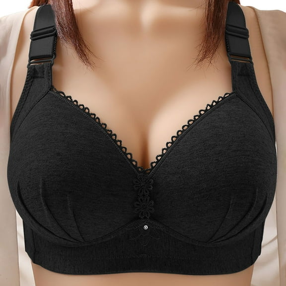 Bras for Women,Back Closure Underwire Bra with Shaping Cups and Adjustable Support for Full Figure Comfort,Sports Bras for Women,Black,42