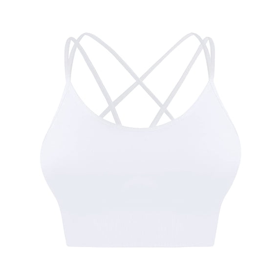Bras for Women Back Sport Bras Padded Strappy Cropped For Yoga Workout Fitness Low on Clearance White 3XL