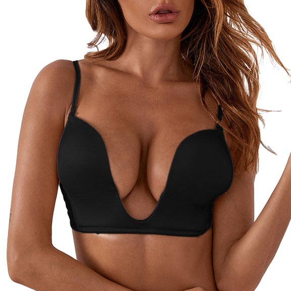 Bras for Women,Backless Seamless Triangle Bra Comfortable Wireless Casual Underwear for Daily Wear,Sports Bras for Women,Black,85B