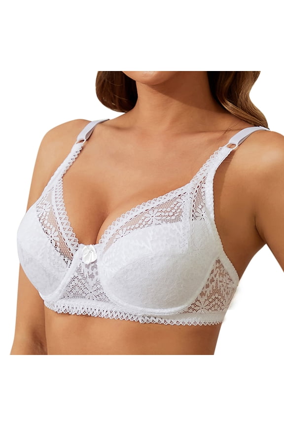 Bras for Women Bra 2 Womens Casual Comfort Bralette Lace Bra Underwear Bralette Crop Top Low Cut Thin Cup Wireless Bustier White 40