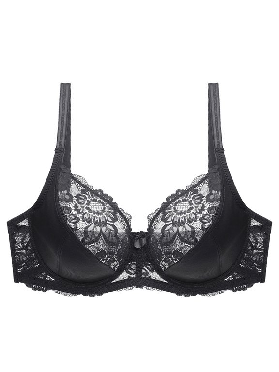 Bras for Women Bra Lace Designer with Double Front Detailing for Everyday Comfort and Support Black 36