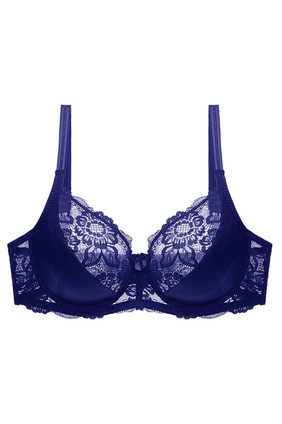 Bras for Women Bra Lace Designer with Double Front Detailing for Everyday Comfort and Support Blue 38