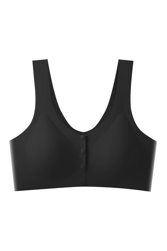 Bras for Women Bra Women Large Ice Silk Front Open Button Traceless Maternity Nursing Vest Gathering Drop Cup Black XXL