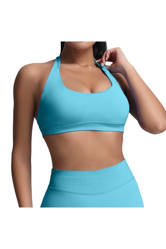 Bras for Women Bra Women Workout Bras Medium Low Support Seamless Open Back Gym Padded Yoga Crop Top for Wear Clear L