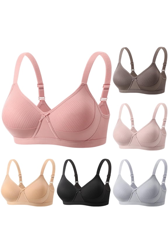 Bras for Women Bras Bras for Women No Underwire Women Solid No- Threaded Gathered Back Button Underwear Bra Pink 38