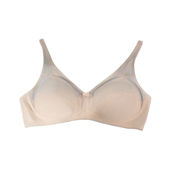 Bras for Women Breathable No Underwire Support Everyday Bra Adjustable Straps Full Coverage Comfort Daily Bras (Beige,L)