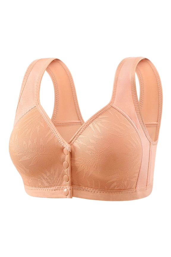 Bras for Women,Casual Button Down Breathable Top Bra Underwear Without Steel Ring Gathering for Comfort,Sports Bras for Women,Beige,36