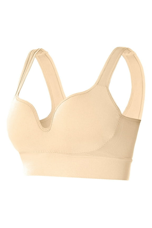 Bras for Women,Casual Button Down Top Bra Breathable Soft Comfort Everyday Wear Seamless Support Underwire Free,Sports Bras for Women,Beige,XL