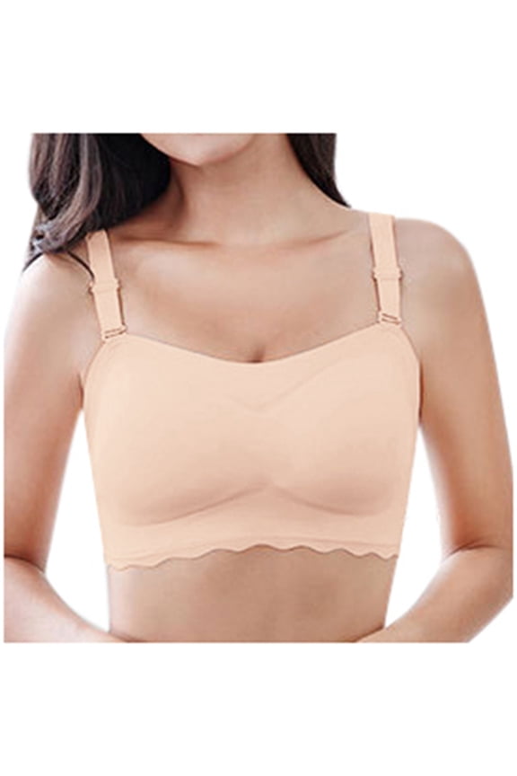 Bras for Women Casual Removable Straps Breathable Everyday Bra with Two Ways to Wear for Comfortable Support and Versatile Wear Beige L
