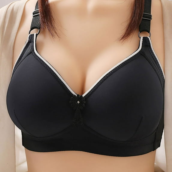Bras for Women Clearance Woman's Embroidered Glossy Comfortable Breathable Bra Underwear No Rims