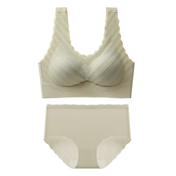 Bras for Women,Clearance Women's Bra Seamless Large Size Backing Sling Traceless Gathered Back Underwear Two-piece Underwear Suit