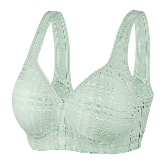 Tbopshirt Bras for Women,Women's Plus Size Bra,Casual Lace Front Button Shaping Cup Shoulder Strap Underwire Bra Plus Size Extra-Elastic Wirefree