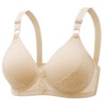 thumbnail image 1 of Bras for Women Clearance, Xunlbb Women's Non-steel Lace Stitching Comfortable And Breathable Gathered Adjustable Bra Underwear(Beige,36), 1 of 2