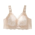 thumbnail image 1 of Bras for Women,Comfort Bra - Pattern Ribless Large Strap Jacquard Design with Four Support,Sports Bras for Women,Beige,D, 1 of 3