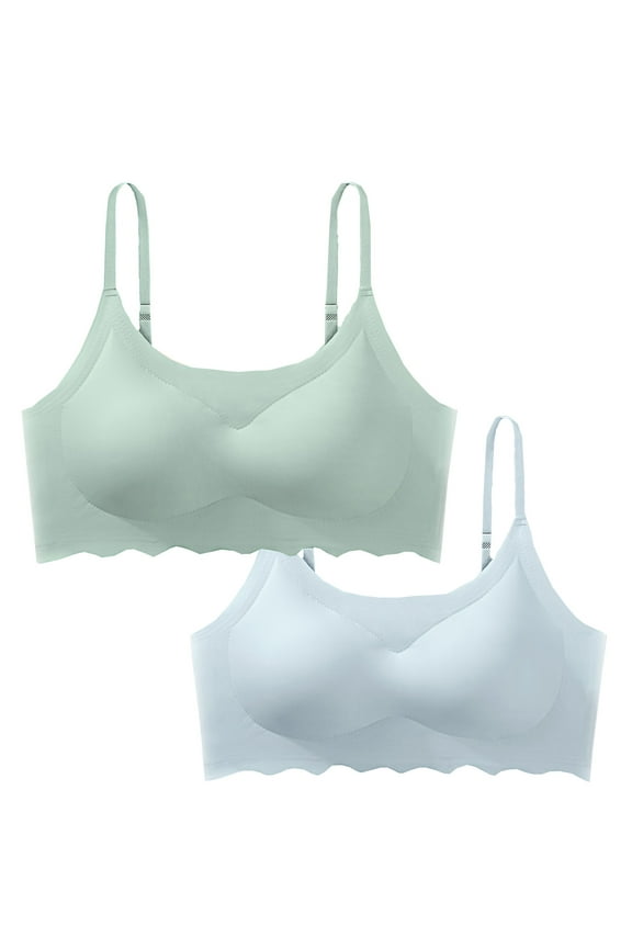 Bras for Women Comfort Bralettes Seamless Spaghetti Straps Everyday Bra Wireless Cozy Ice Silk Bras Cute Fashion Sleeping Bras 2 Pack