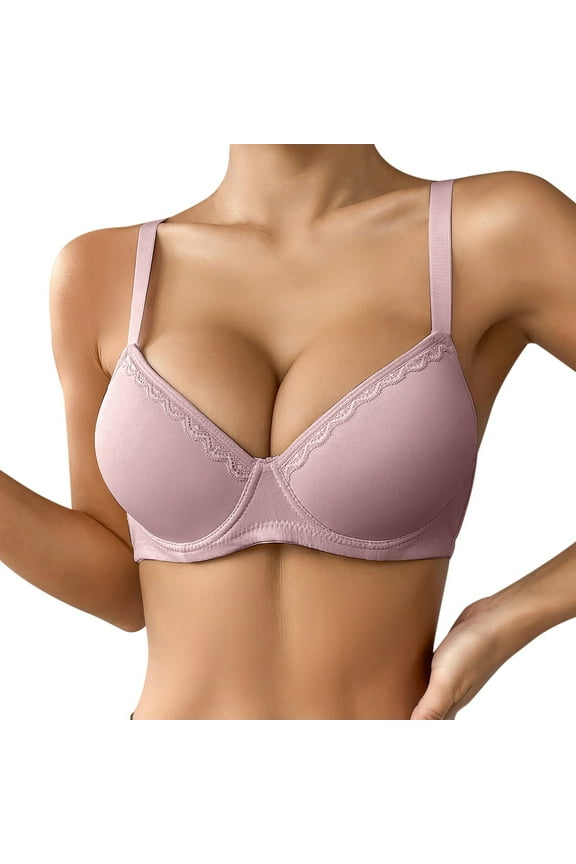 Bras for Women,Comfortable Breathable Push Up Underwire Bra Triple Layer Support For All Day Wear,Sports Bras for Women,Pink,80C