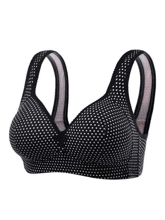 Bras for Women,Comfortable Large Size Thin Cup Wireless Uplift Support Adjustable Four Printing Bra,Sports Bras for Women,Black,36