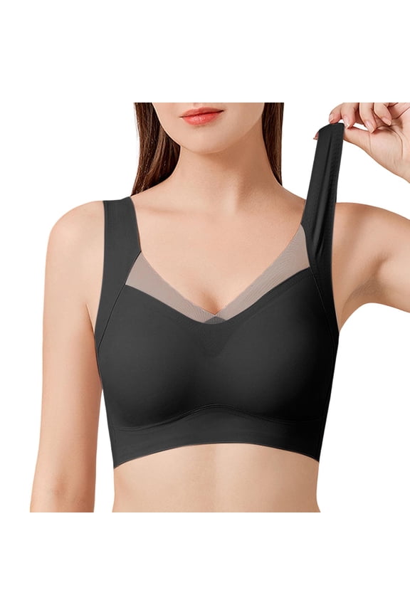 Bras for Women,Comfortable Transparent Strap Cordless Backless Bra with Convertible Straps for Support,Sports Bras for Women,Black,2XL