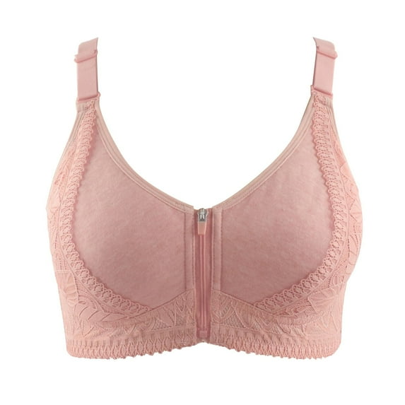 Bras for Women Custom Gym Push Up Elastic Straps Front Zipper Yoga Sports Bra For Women High Sports Bra on Clearance Rose Gold 40