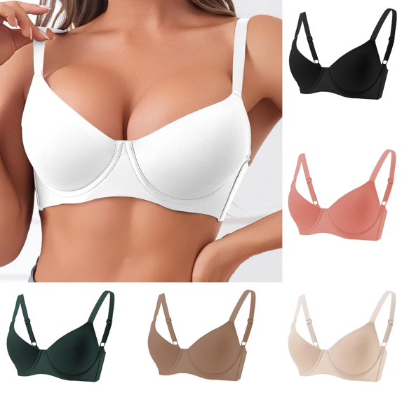 Bras for Women Deep V Adjustable Straps Underwire Supportive Balconette Bra Comfy Breathable Basic Bra, Suitable for Daily Wear