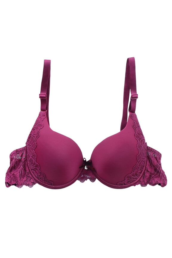 Bras for Women,Deep V Smooth Lace Back Bra with Adjustable Support and Gathered Design for Enhanced Shape,Sports Bras for Women,Red,80