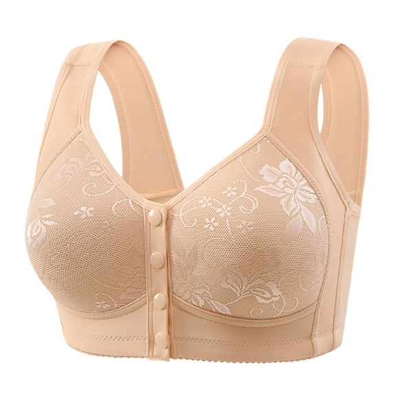 Bras for Women,Elderly Plus Size Front Closure Bra Wireless Comfort Support Full Coverage Soft Seamless Thin Camisole,Sports Bras for Women,Beige,44