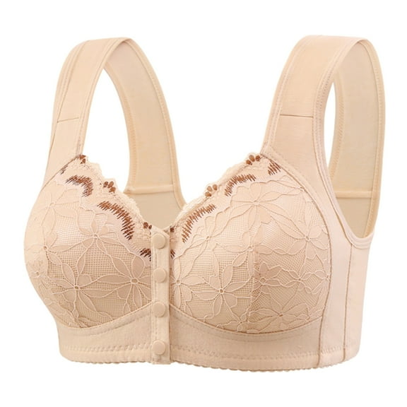 Bras for Women,Elderly Plus Size Front Closure Bra Wireless Comfort Support Full Coverage Soft Seamless Thin Camisole,Sports Bras for Women,Beige,52