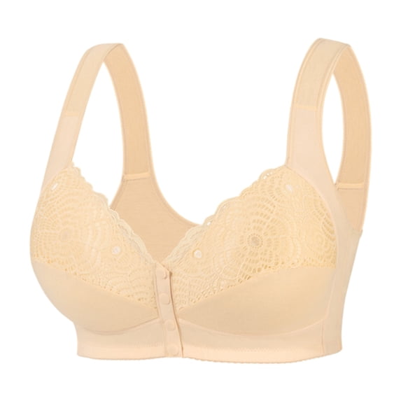 Bras for Women,Elderly Plus Size Front Closure Bra Wireless Support Comfort Soft Seamless Thin Camisole Top,Sports Bras for Women,Beige,85E