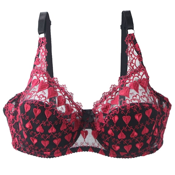 Bras for Women Elegant Lace Bra for Women with Plus Size Support and Comfort Underwear Red 95E
