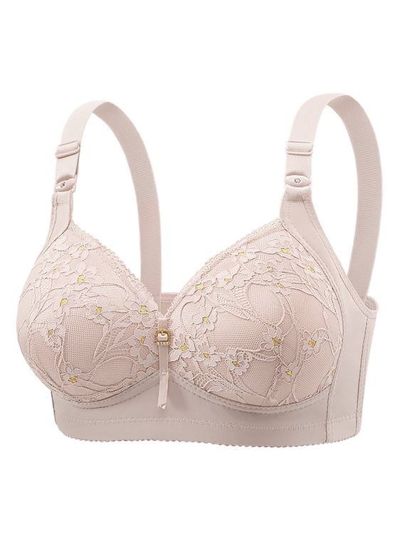 Bras for Women,Embroidered Lace Jacquard Bra for Women Elegant Gathered Side Design with Decorative Back Detail,Sports Bras for Women,Light Gray,38