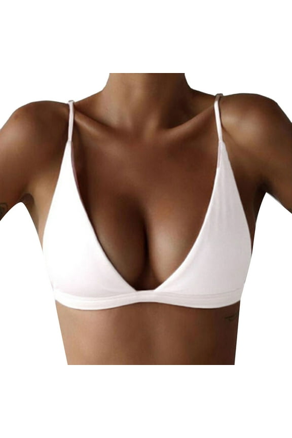 Bras for Women,European Design Solid Color Bikini Swimsuit Bra for Fashion Beachwear,Sports Bras for Women,White,M