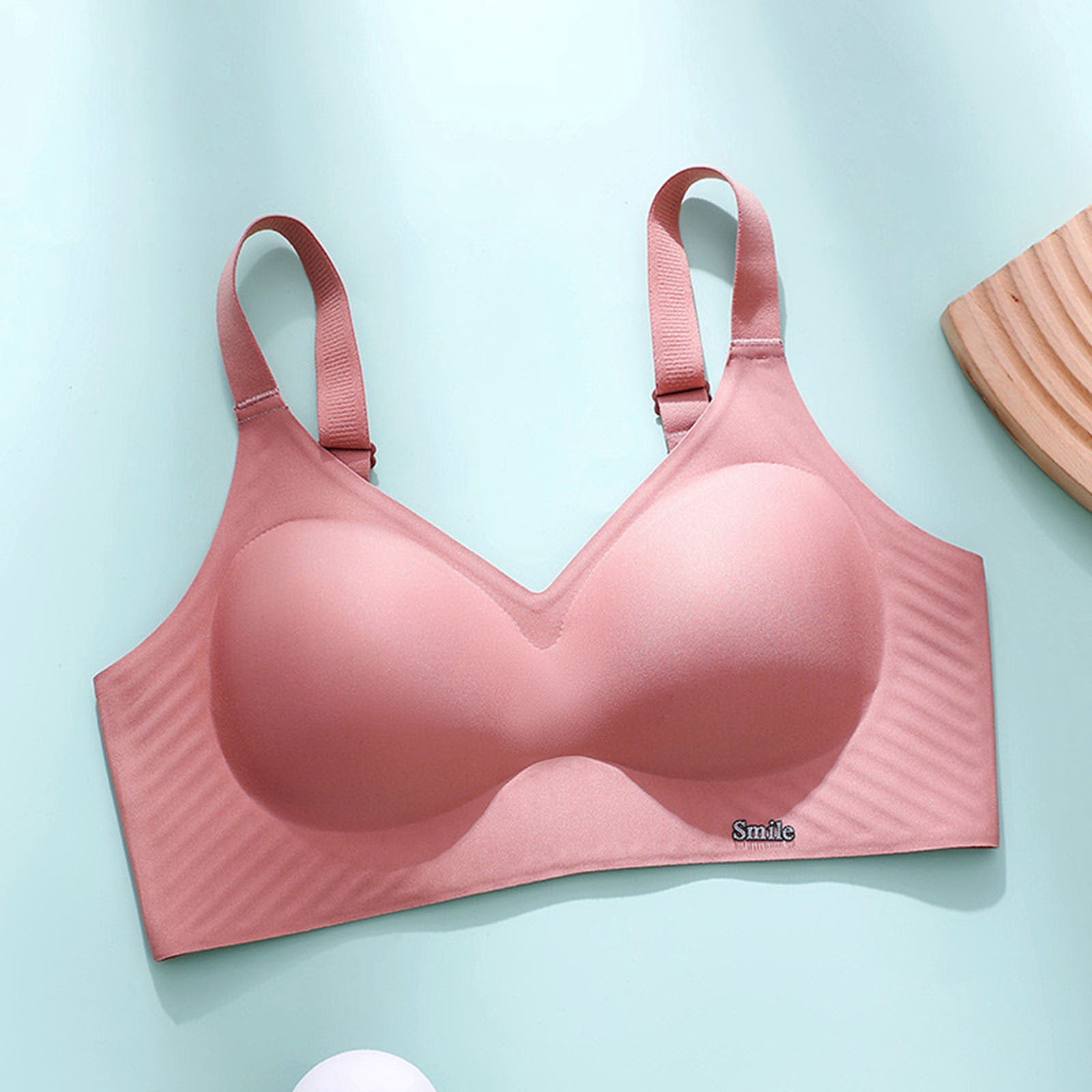 Bras for Women Fashion Solid Color V Neck Embellishment Detail Wireless ...