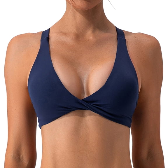 Bras for Women,Fitness Yoga Bra Low Workout Sports Top with Padded Support and Backless Design for,Sports Bras for Women,Navy,XL