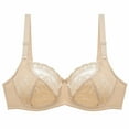 thumbnail image 1 of Bras for Women Floral Lace Plus Size Underwire Full Coverage Push Up Wireless Seamless Unlined Non Padded Minimizer Bra,Beige,40 C, 1 of 3