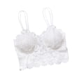 thumbnail image 1 of Bras for Women Floral Lace Wireless Bralette Double Thin Straps with Full Coverage White M, 1 of 2
