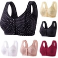 thumbnail image 1 of Bras for Women Floral Plus Size Bra Wireless Front Closure Bras for Senior Polka Dots Comfort Tshirt Bra Black 40, 1 of 7