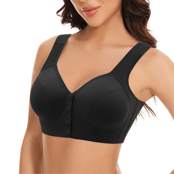 Bras for Women,Front Buckle Adjustable Seamless Yoga Bra with Lace Edge for Movement and Sleep Comfort,Sports Bras for Women,Black,38