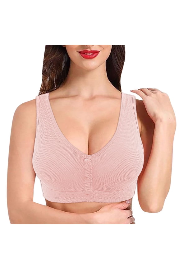 Bras for Women,Front Buckle Adjustable Yoga Bra with Lace Edge Seamless Support for Movement and Sleep Comfort,Sports Bras for Women,Rose Gold,46