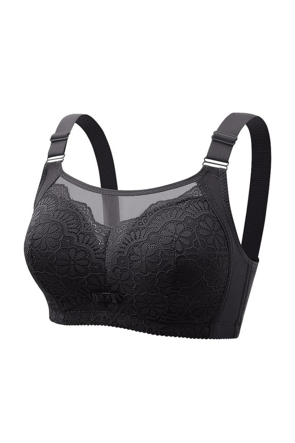 Bras for Women,Front Buckle Lace Edge Seamless Movement Yoga Sleep Bra for Support and Comfort,Sports Bras for Women,Black,42