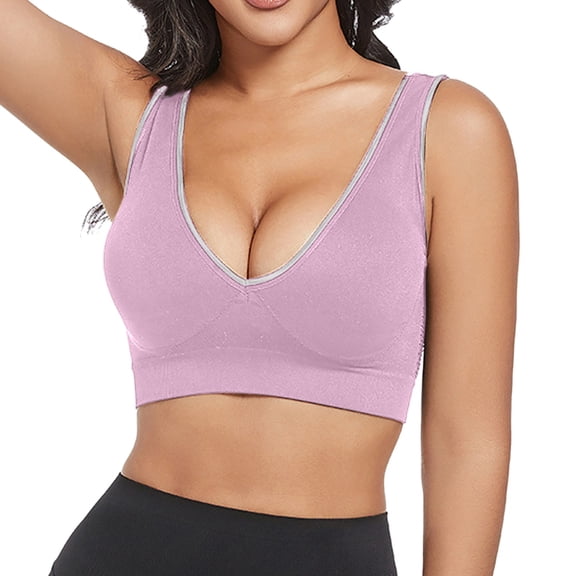 Bras for Women,Front Buckle Lace Edge Seamless Movement Yoga Sleep Bra for Support and Comfort,Sports Bras for Women,Purple,3XL