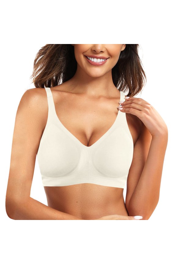 Bras for Women,Front Buckle Lace Edge Seamless Movement Yoga Sleep Bra for Support and Comfort,Sports Bras for Women,White,M