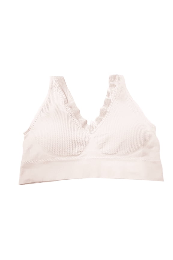 Bras for Women,Front Buckle Lace Trim Seamless Yoga Bra for Movement Sleep and Comfortable All Day Wear,Sports Bras for Women,White,2XL