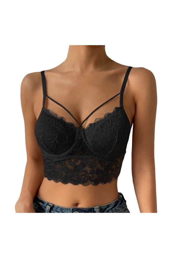 Bras for Women,Front Buckle Lace Trim Seamless Yoga Sleep Bra for Movement and Comfort Support,Sports Bras for Women,Black,M