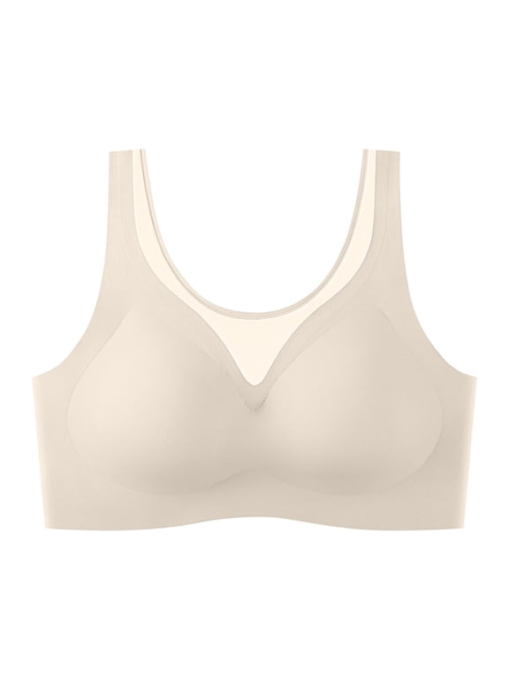 Bras for Women,Front Buckle Lace Seamless Yoga Sleep Bra for Movement and Comfortable Support,Sports Bras for Women,Beige,L